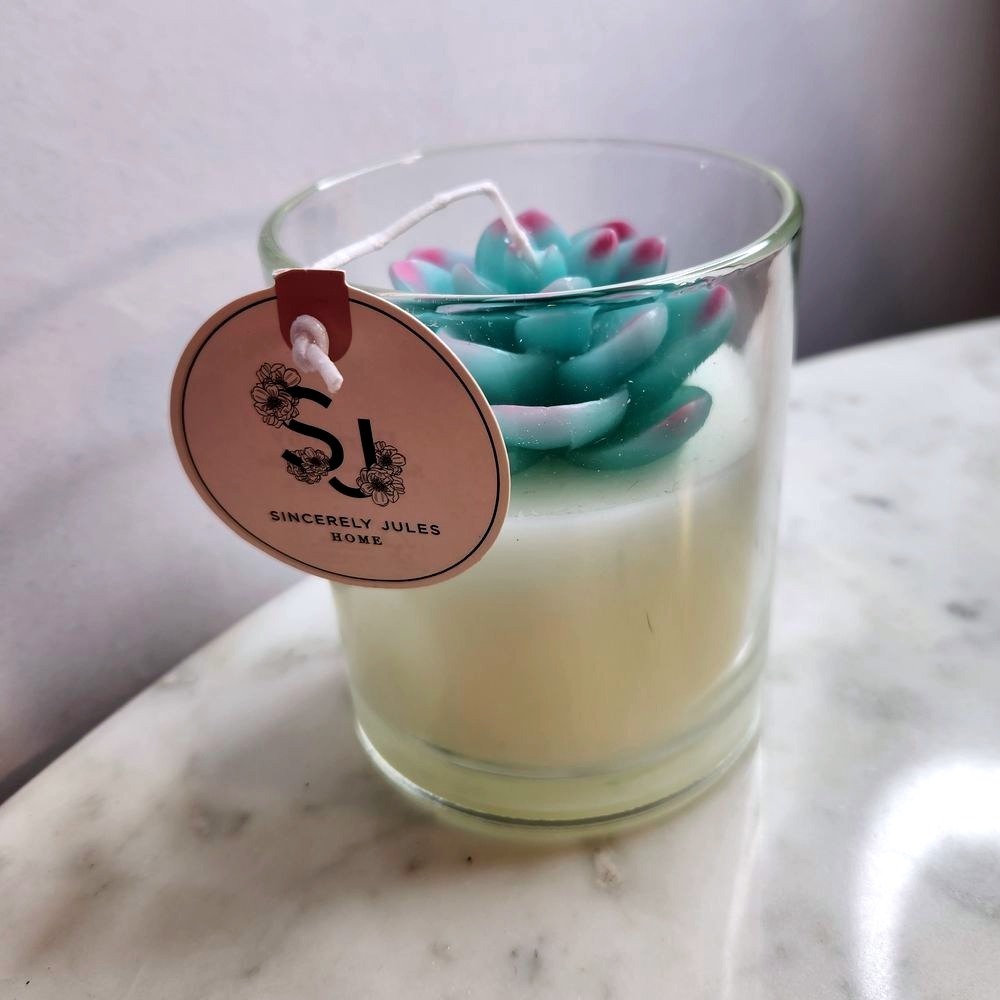 Sincerely Jules Succulent Plant Shape "Harmony" Soy Blend Candle 9.5 oz TikTok